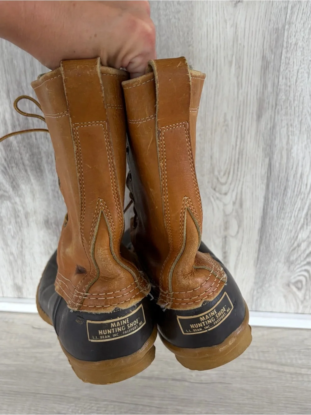 Vintage LL Bean Boot Maine Hunting Shoe Duck Bean  Brown Made In USA Mens